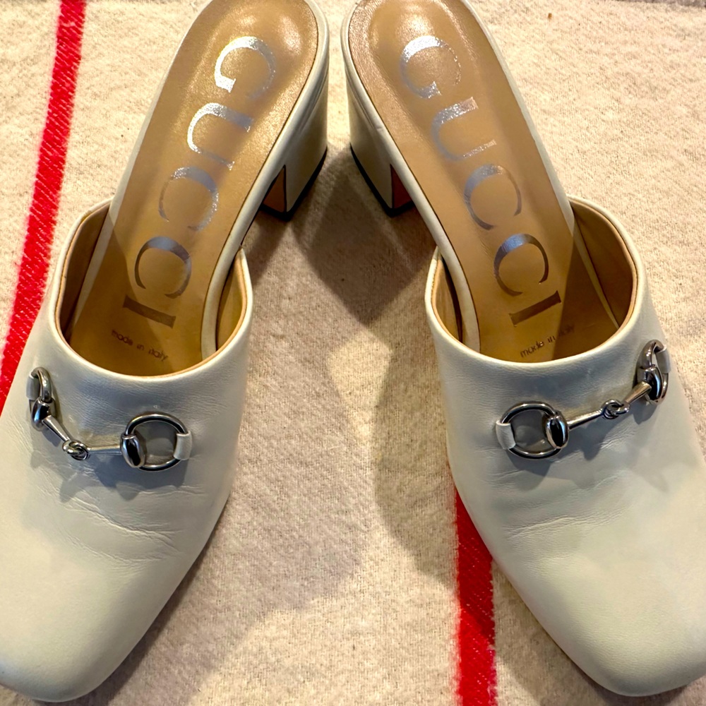 Gucci winter cream white heeled mules  size 39
